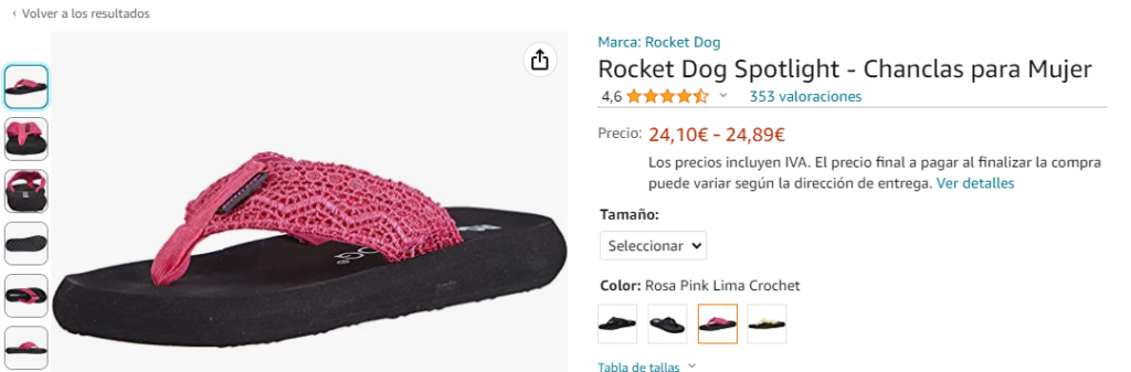 Producto en amazon representando una sandalia de crochect